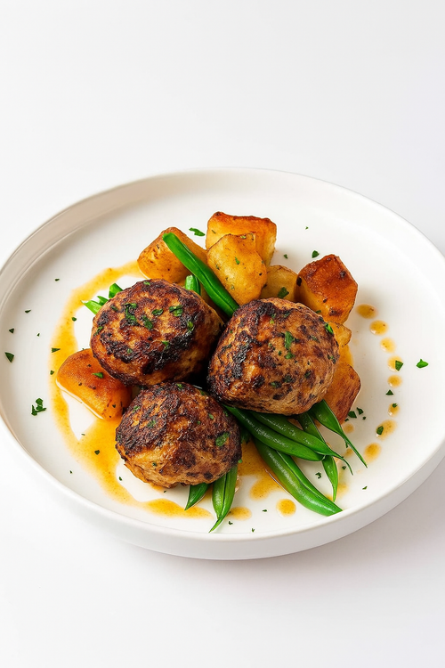Apple & Sage Turkey Meatballs with Yucca